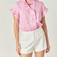 English Factory - Linen Ruffle Blouse