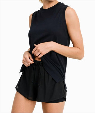 Mono B - Notched Sleeveless Flowy Tank Top