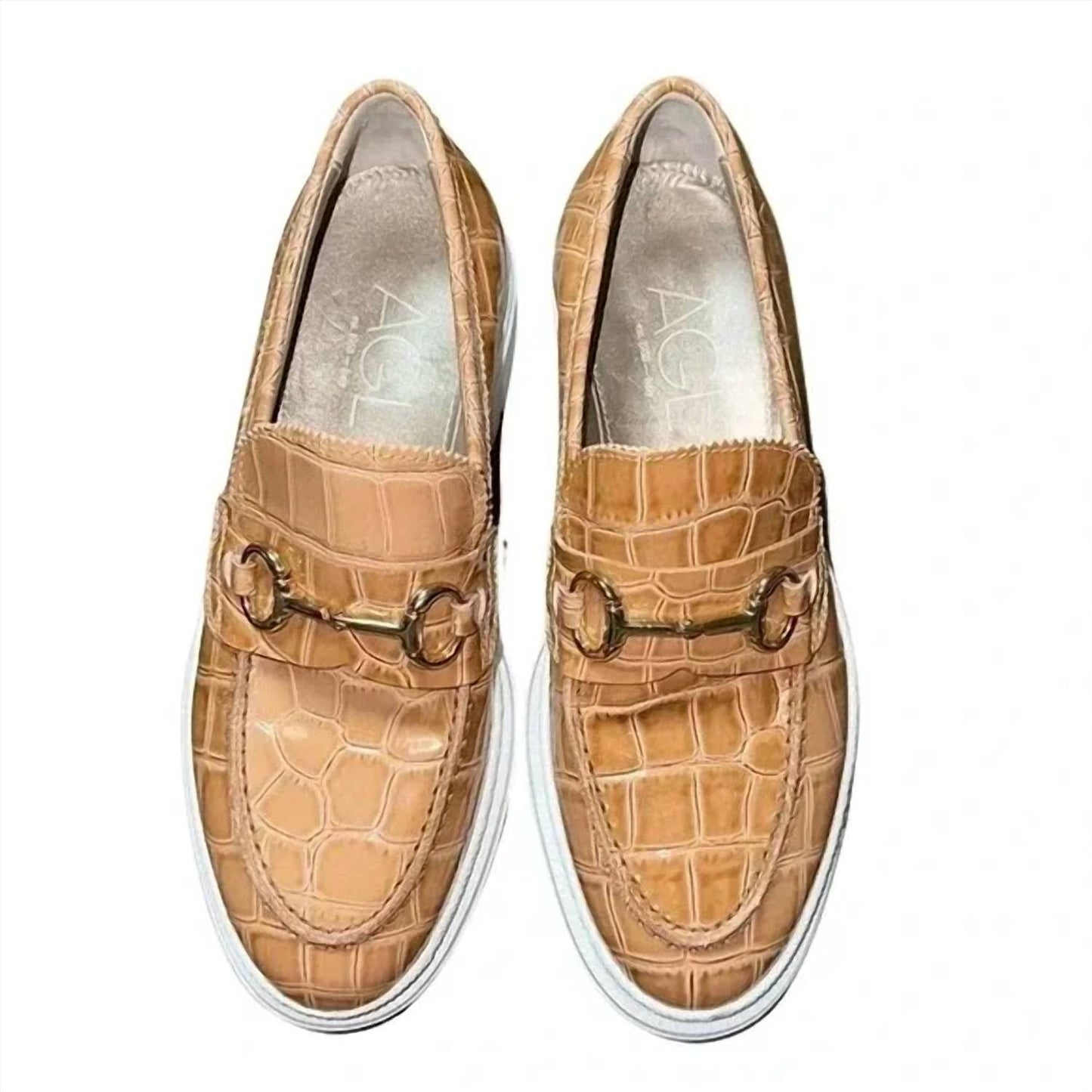 Agl - Women's Orietta Croc-embossed Leather Platform Loafer