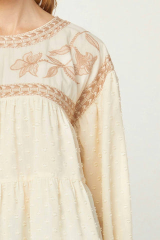 Entro - Embroidered Swiss Dot Blouse