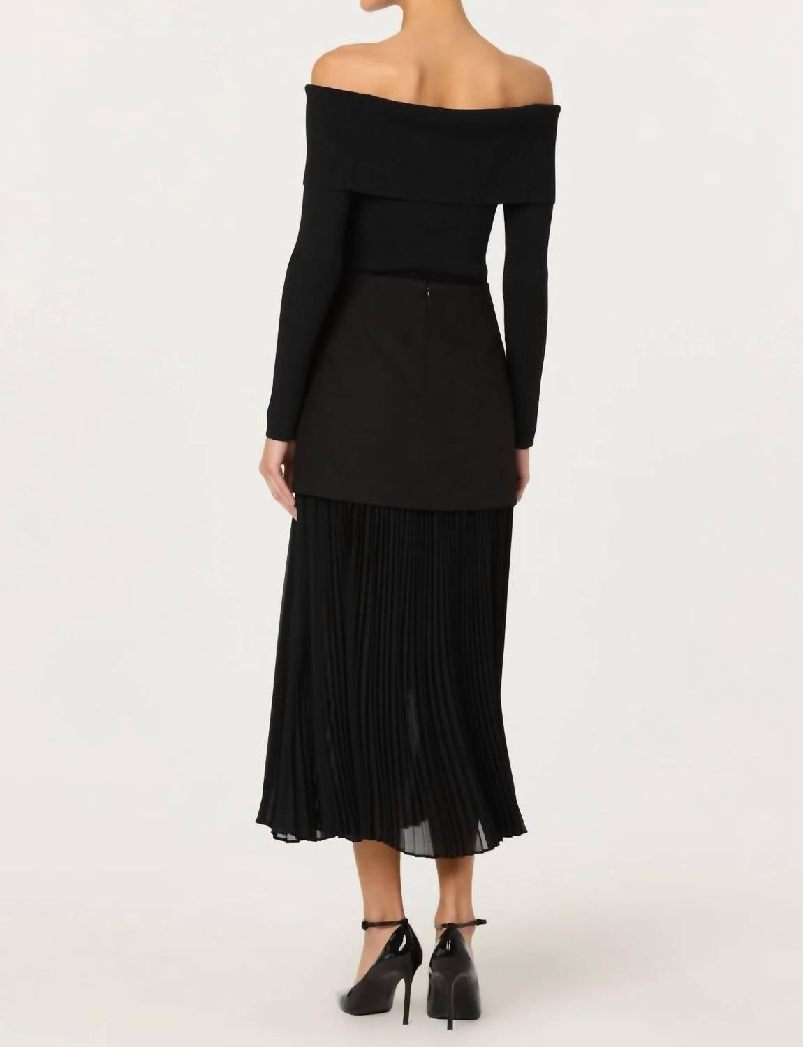 Astr - Deaile Contrast Layered Pleated Midi Skirt