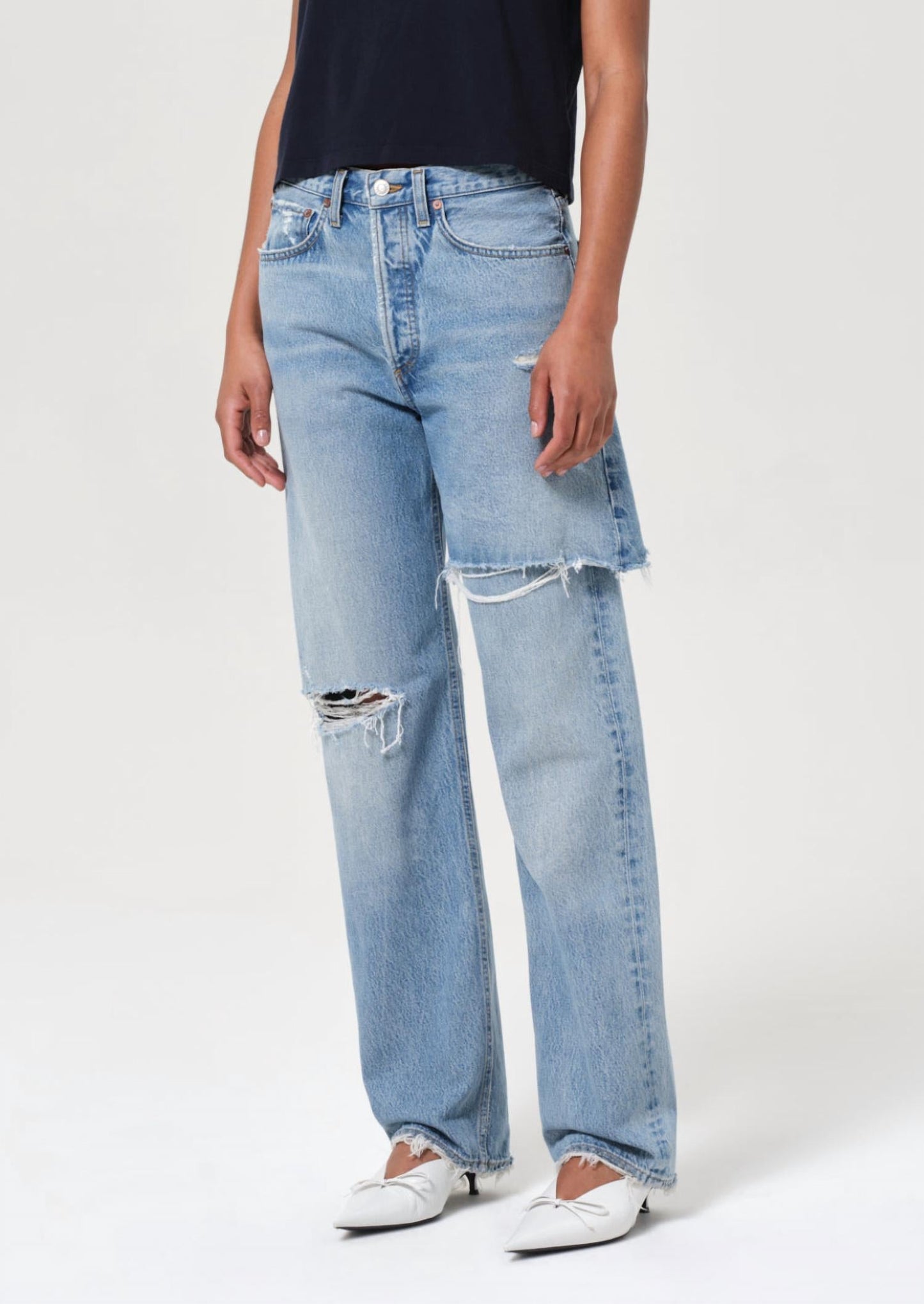 Agolde - Amryn Double Layer Ripped Straight Leg Jeans