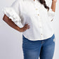 The Curve La - Plus Size Pleated Ruffle Sleeve Shirt Top