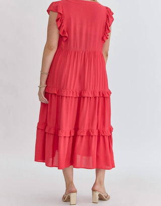 Entro - Curvy Karli Ruffle Sleeve Tiered Dress