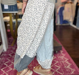 Pol - Denim Patchwork Floral Jogger