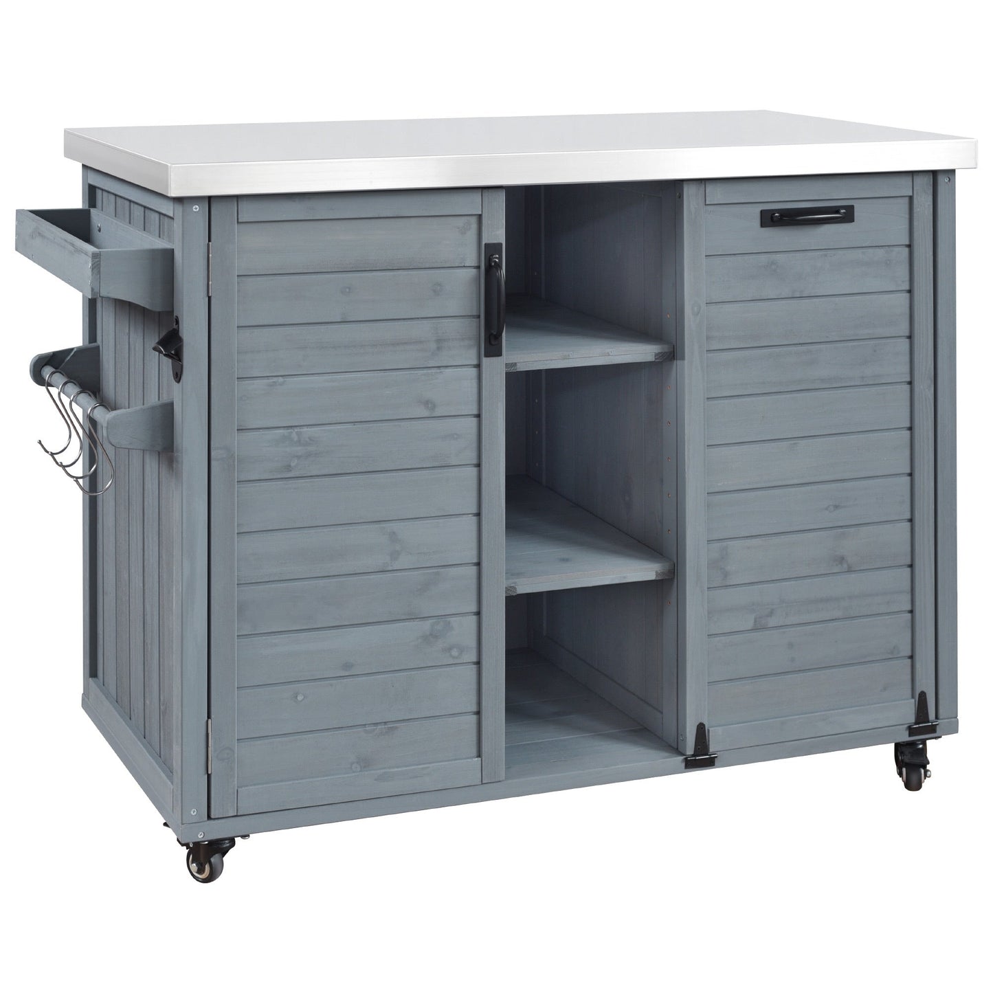 K&K 78.3' Outdoor Kitchen Island with Foldable Grill Table