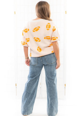 Bibi - Football Pattern Short Sleeve Sweater