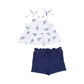 Angel Dear - Girl's Tennis Peplum Muslin Tank With French Terry Shorts