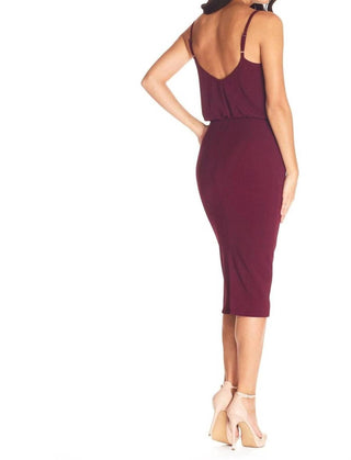 Dress The Population - Alondra Bubble Hem Blouson Top Midi Dress