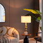 D15x29.5' Gold and White Table Lamp with Round Four Tiered Body