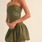 Klesis - Faux Leather Chevron Drop Waist Mini Dress