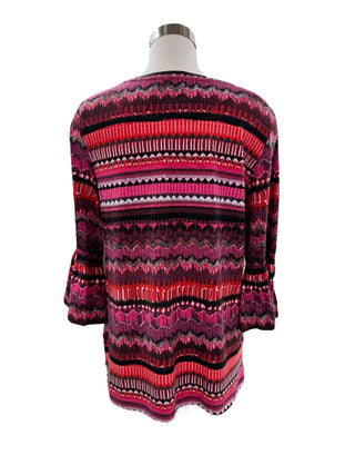 Multiples - Flounce Sleeve Chevron Print Top