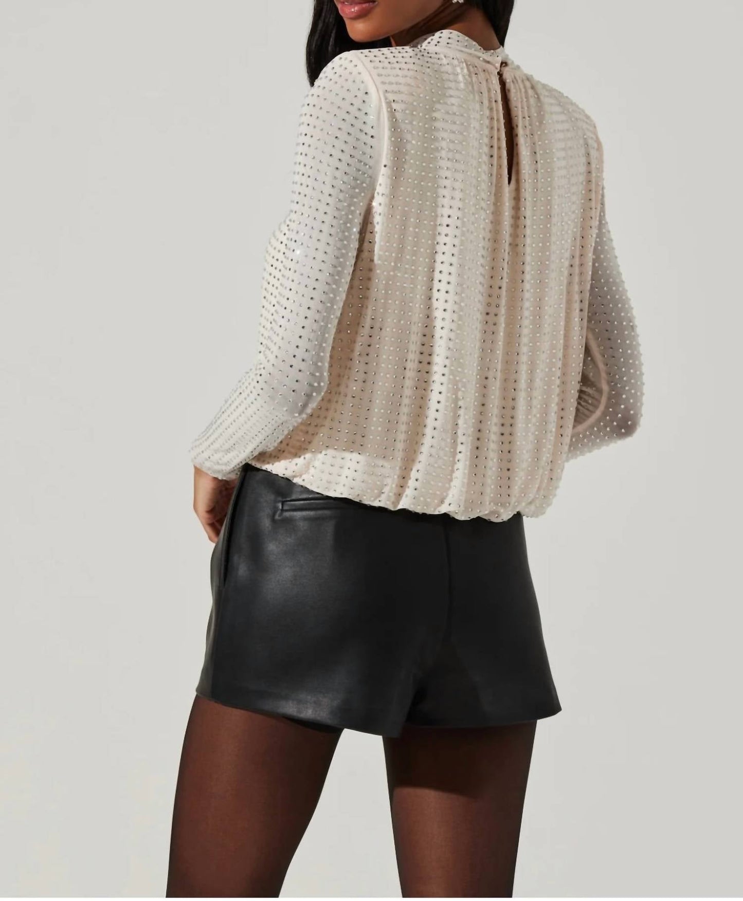 Astr - Balsa Mock Neck Rhinestone Top