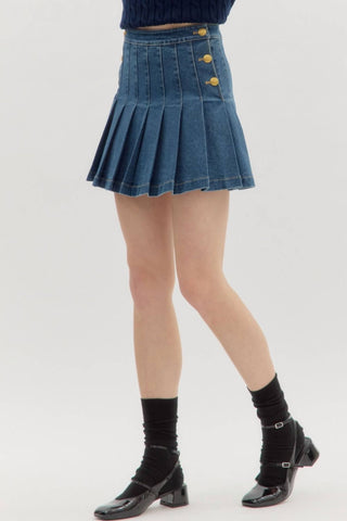 Entro - Denim Pleated Skirt
