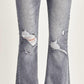 Risen - Mid Rise Button Flare Jeans