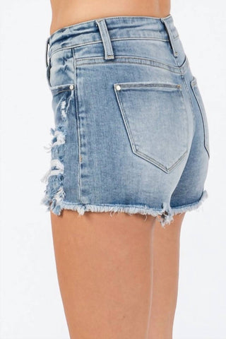 Petra153 - Women's Mid Rise Distressed Shorts