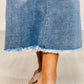 Risen - High-rise Frayed Long Denim Pencil Skirt