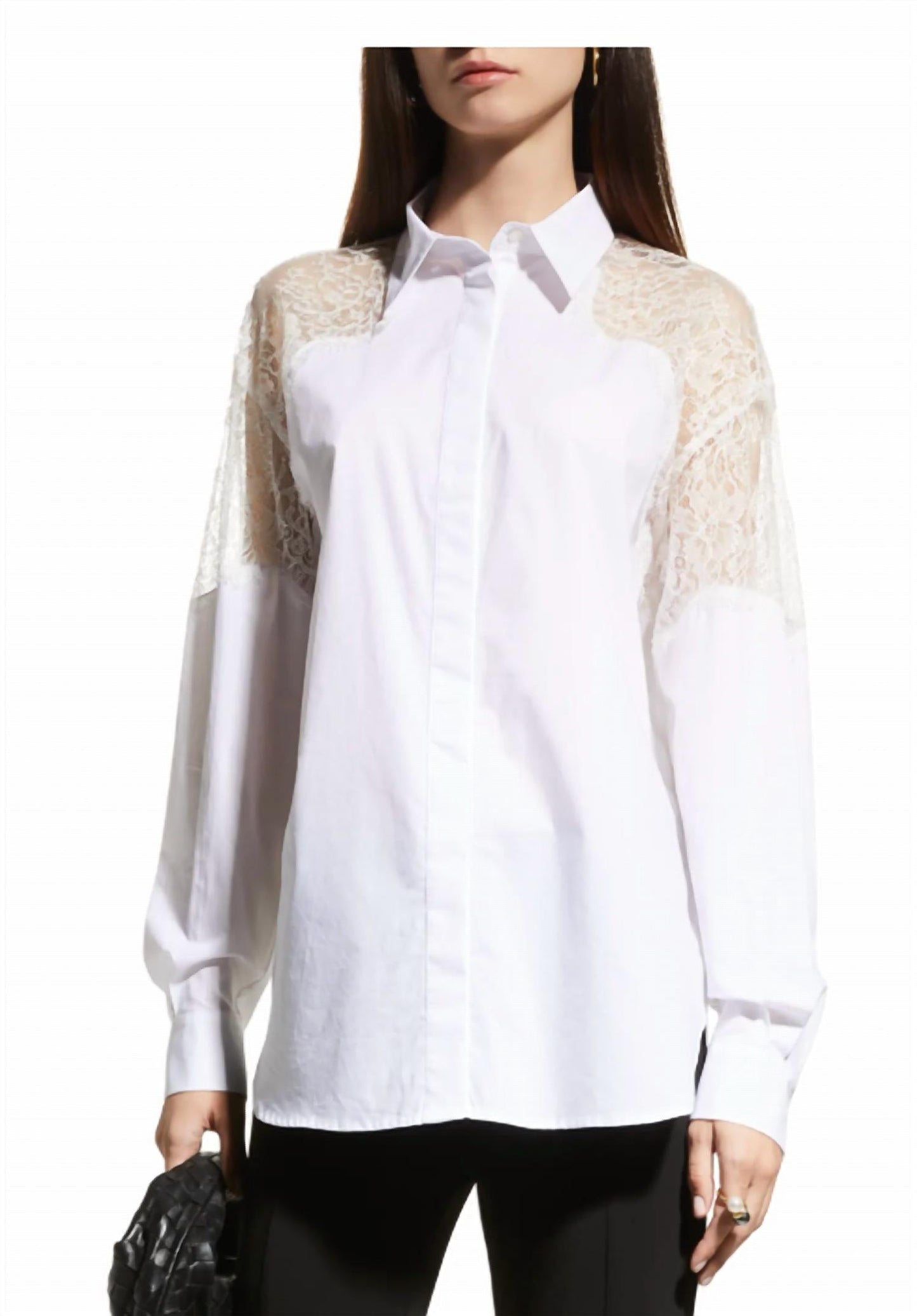 Pinko - Clotilde Lace Detail On Shoulder Cotton Blouse