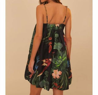 Farm Rio - Midnight Macaw Fiesta Sleeveless Mini Dress