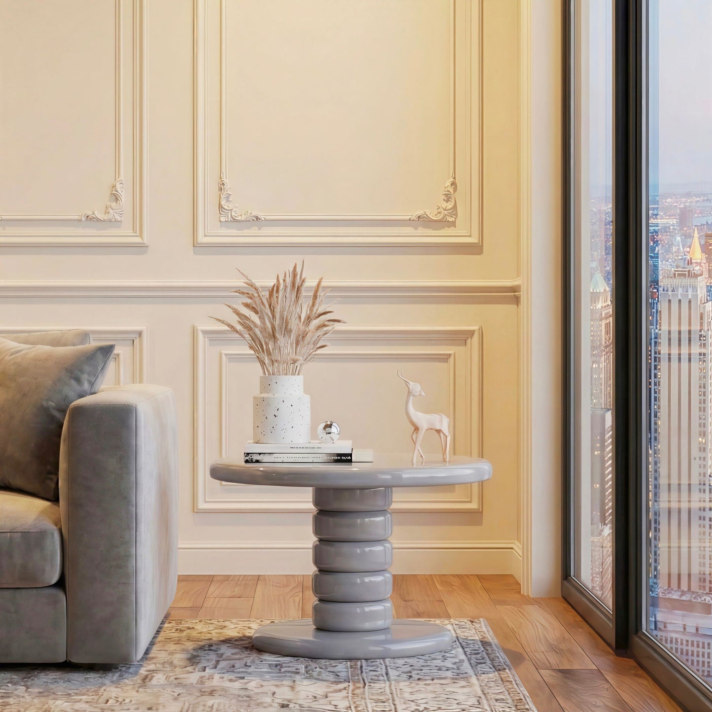 Stacked Cobblestone End Table