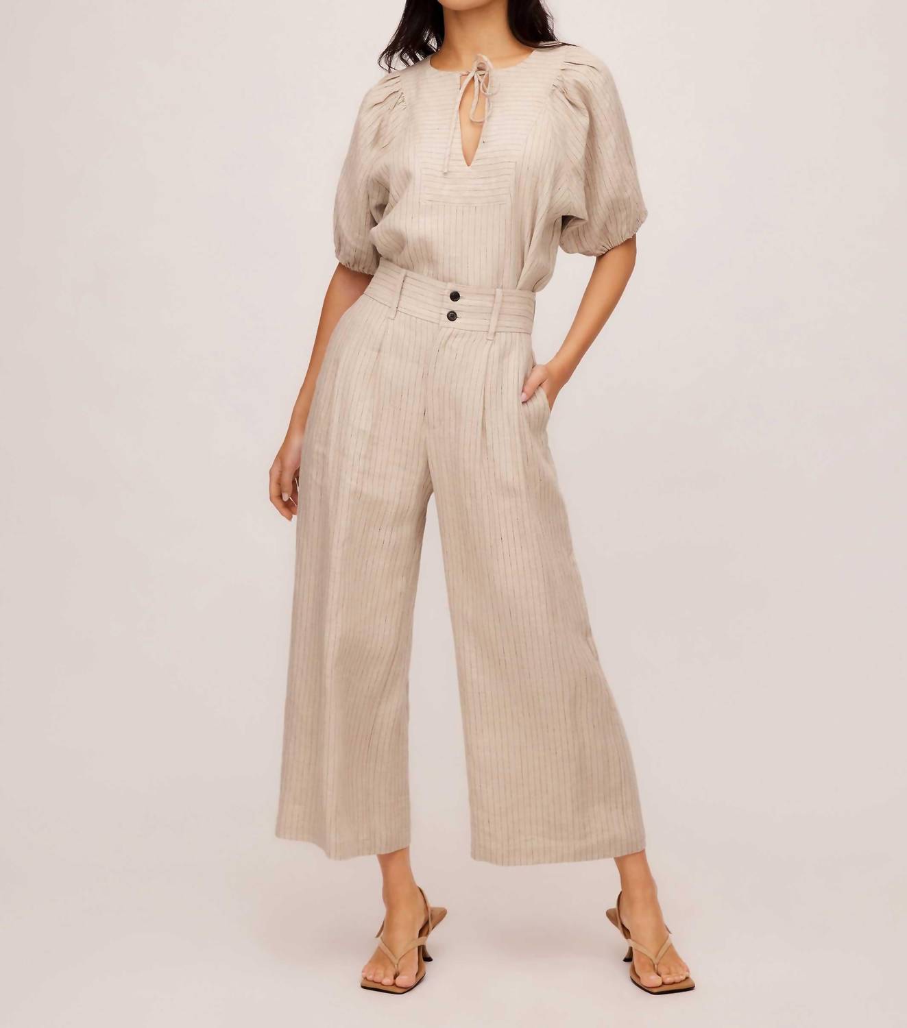 Fifteen Twenty - Sadie Stripe Wide Leg Trousers Pants