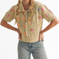 &Merci - Hand Embroidered Short Sleeve Button Down Sweater