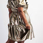 The Curve La - Plus Size Faux Leather Tiered Puff Sleeve Short Dress