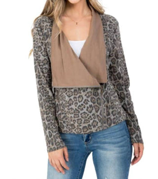 Blue B - Animal Print Front Zip Surplice Closure Jacket