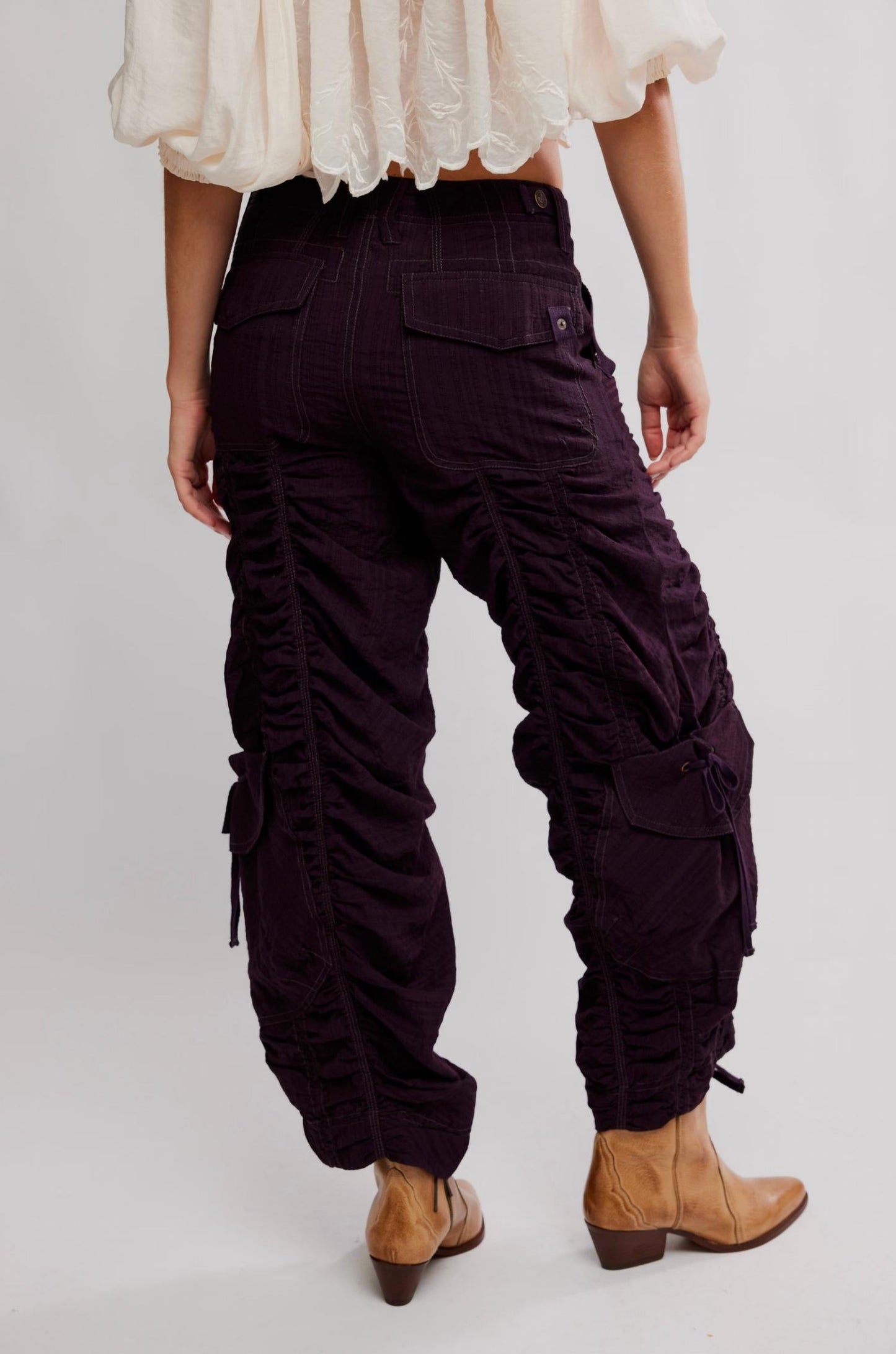 Free People - Scorpio Shirred Mid-Rise Cargo Pants
