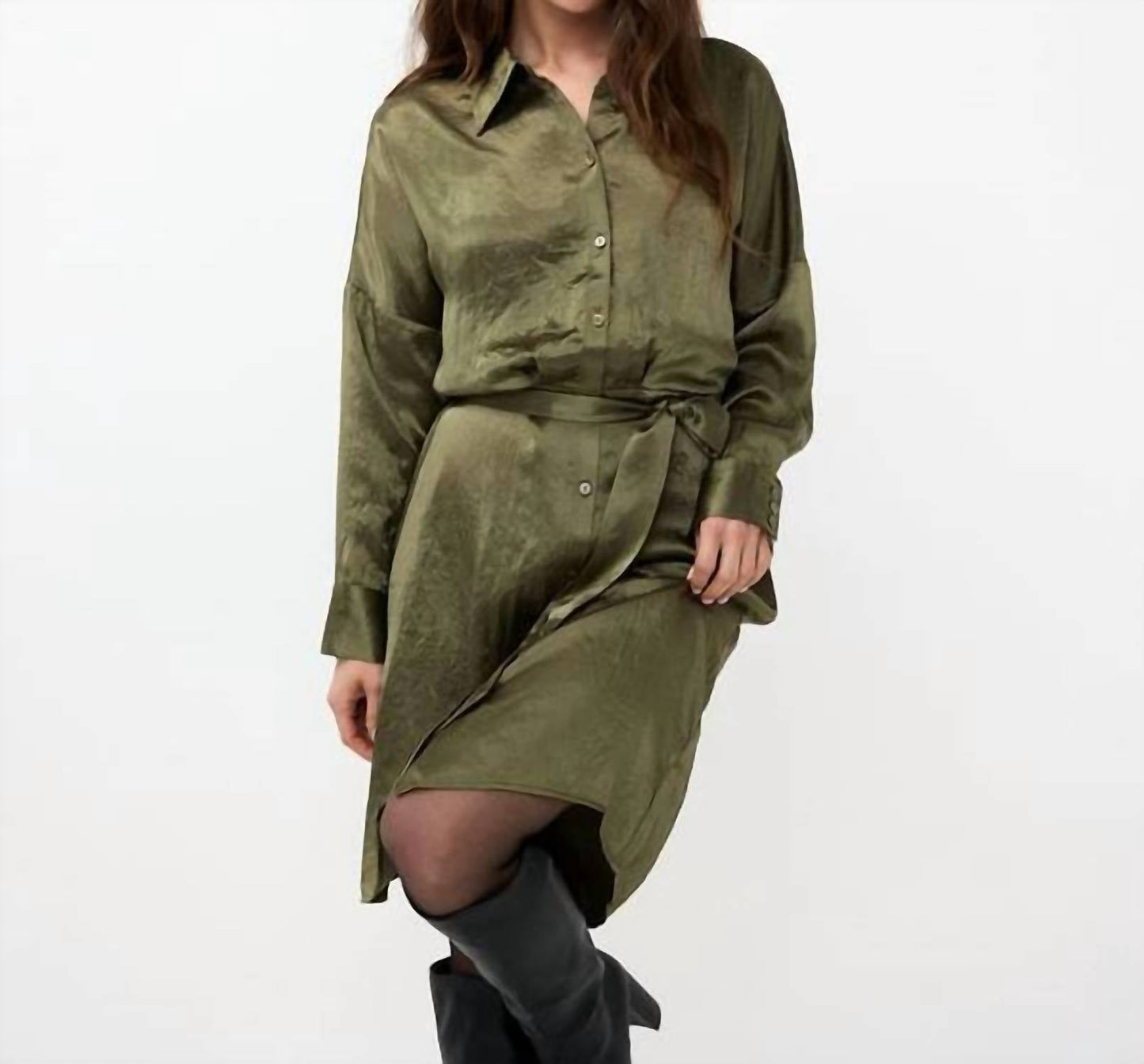 Esqualo - Crushed satin midi dress