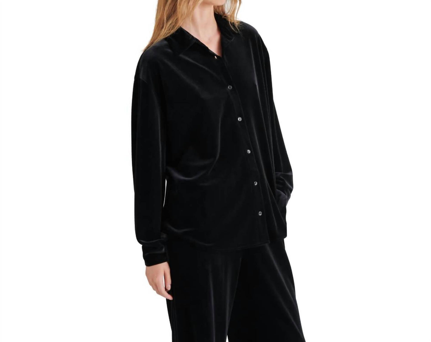 Steve Madden - Jaelynn Velvet Fold-Collar Blouse