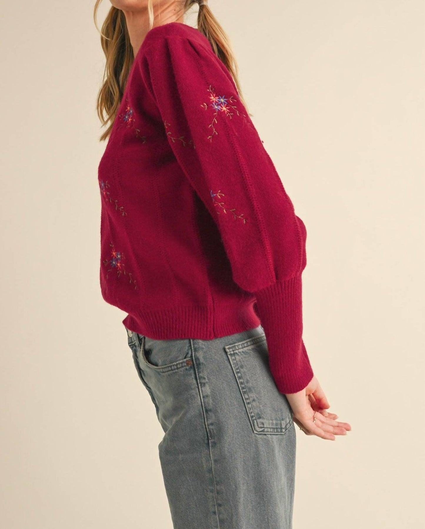 &Merci - Floral Embroidery Sweater