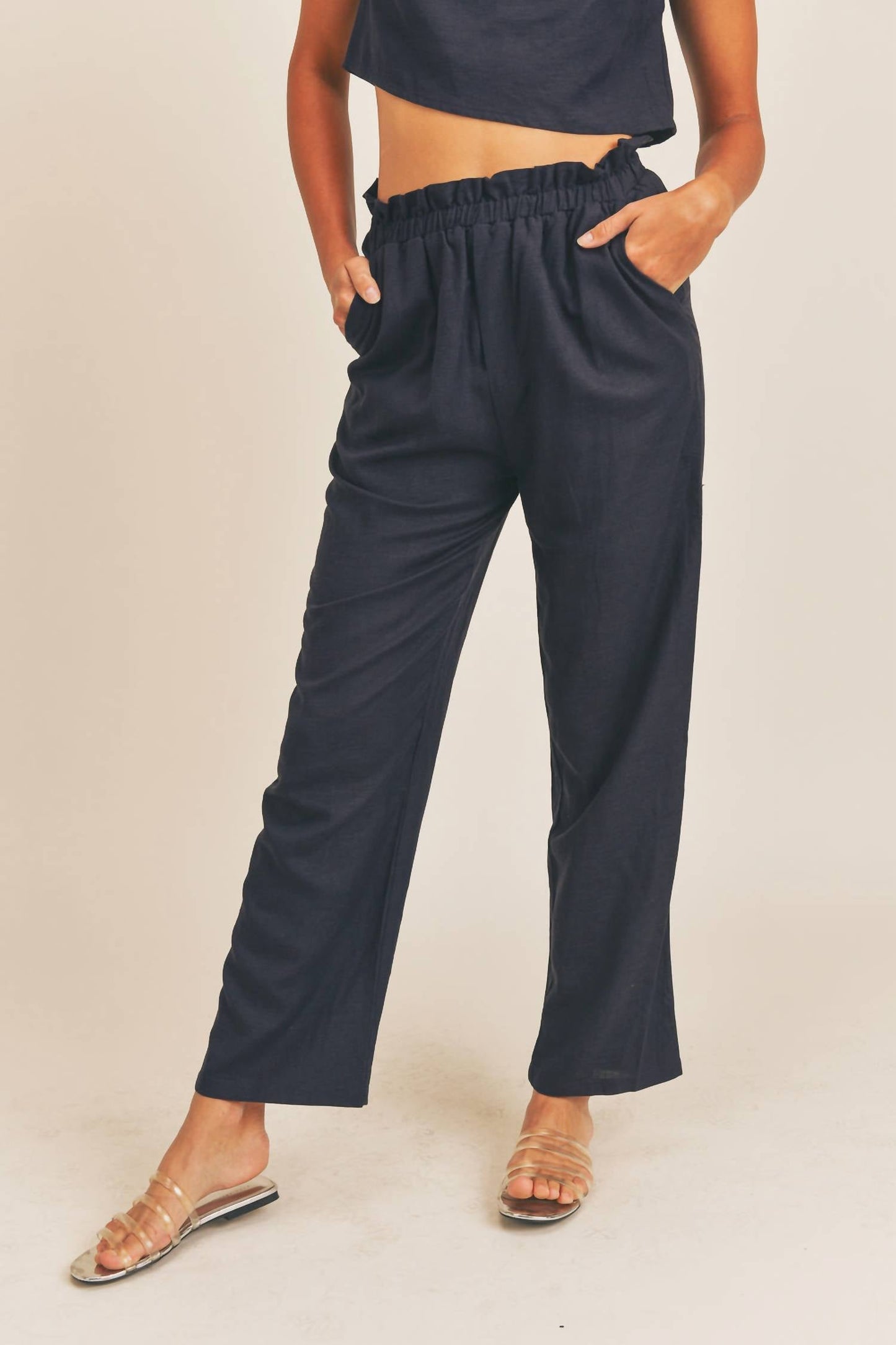 Mable - Aya Crop Top And Pants Set