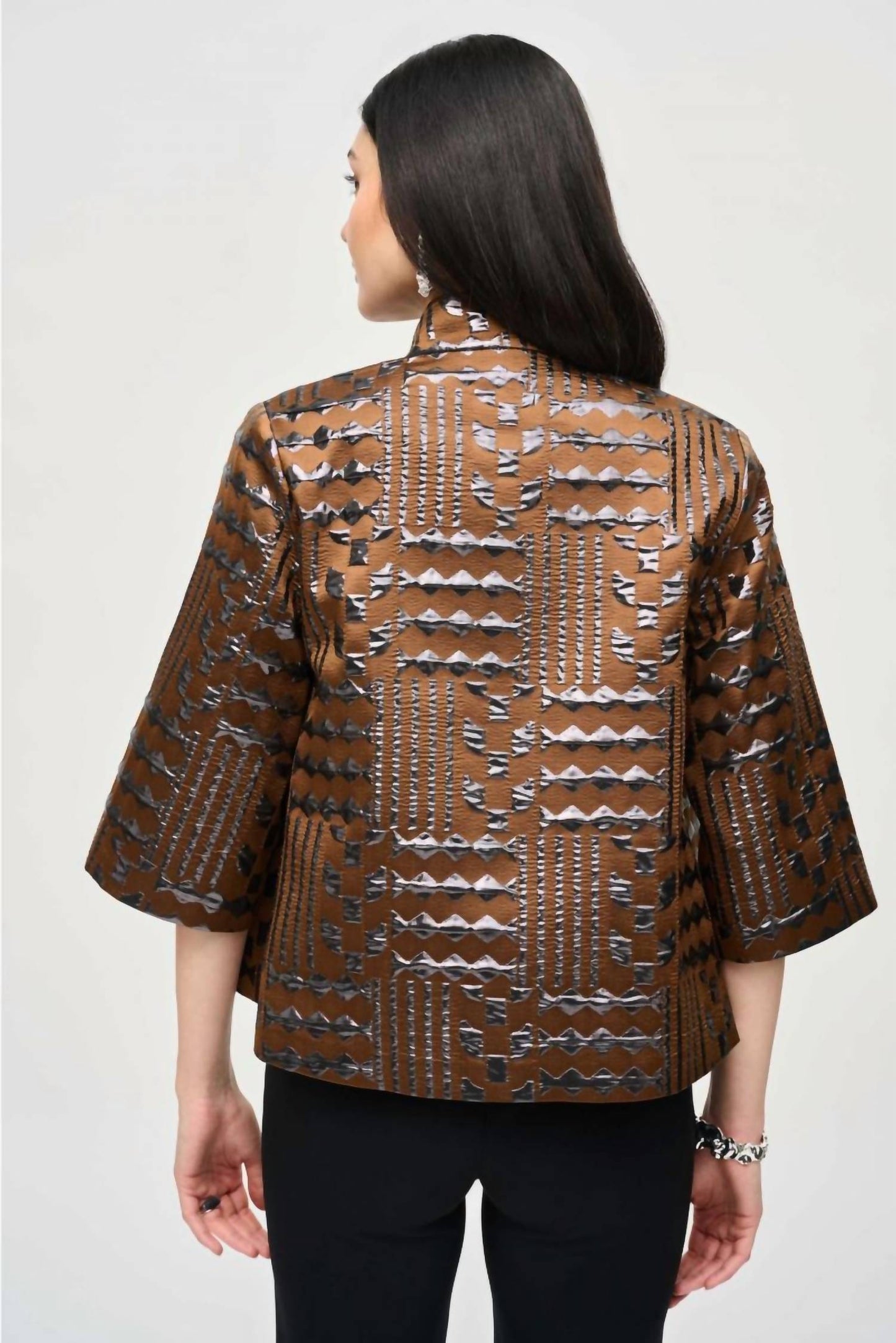Joseph Ribkoff - Metallic Geometric Print Boxy Jacket