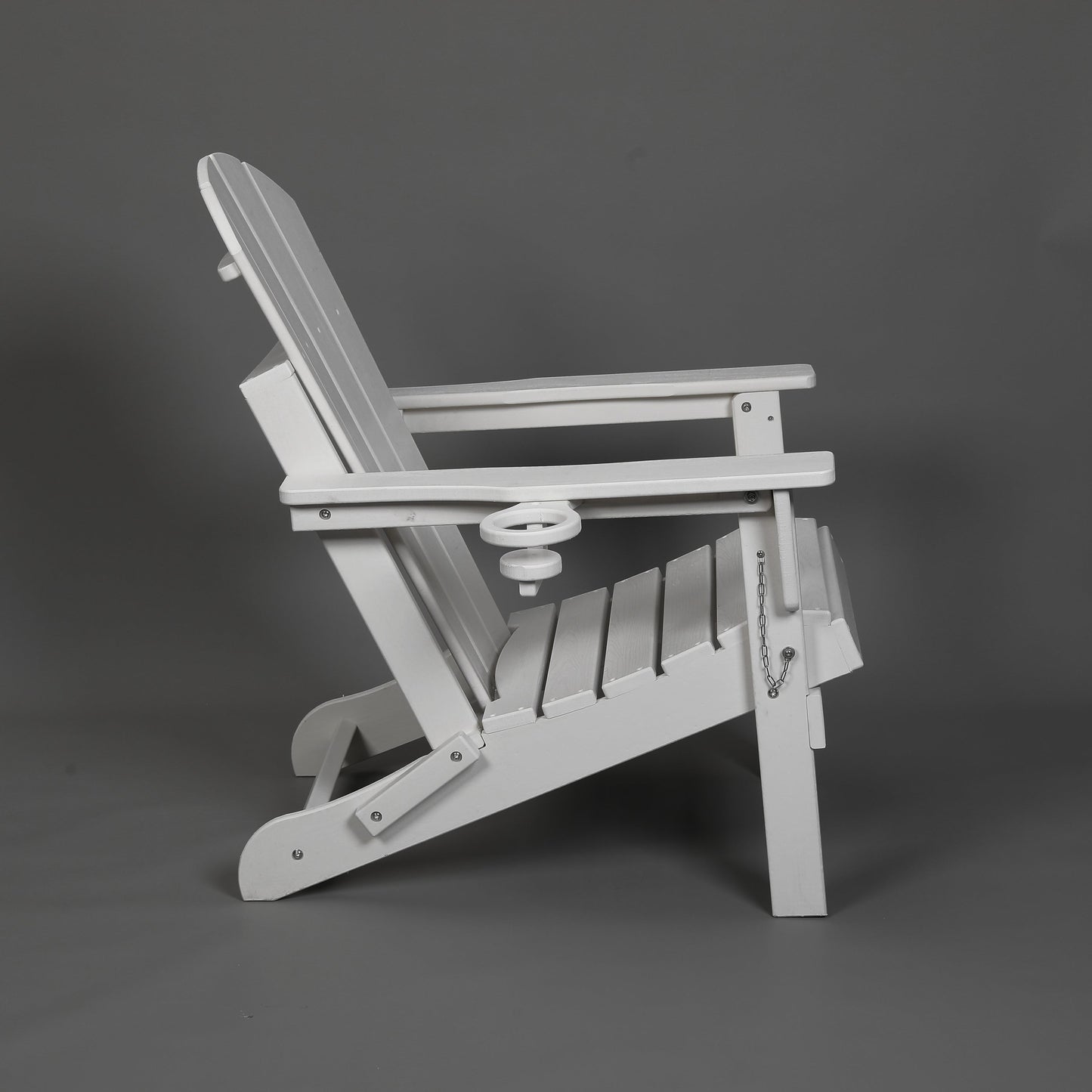 Folding Adirondack Chair with Dual Cup Holder - White