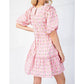 Bns - Printed Puff Sleeves Mini Ruffle Dress