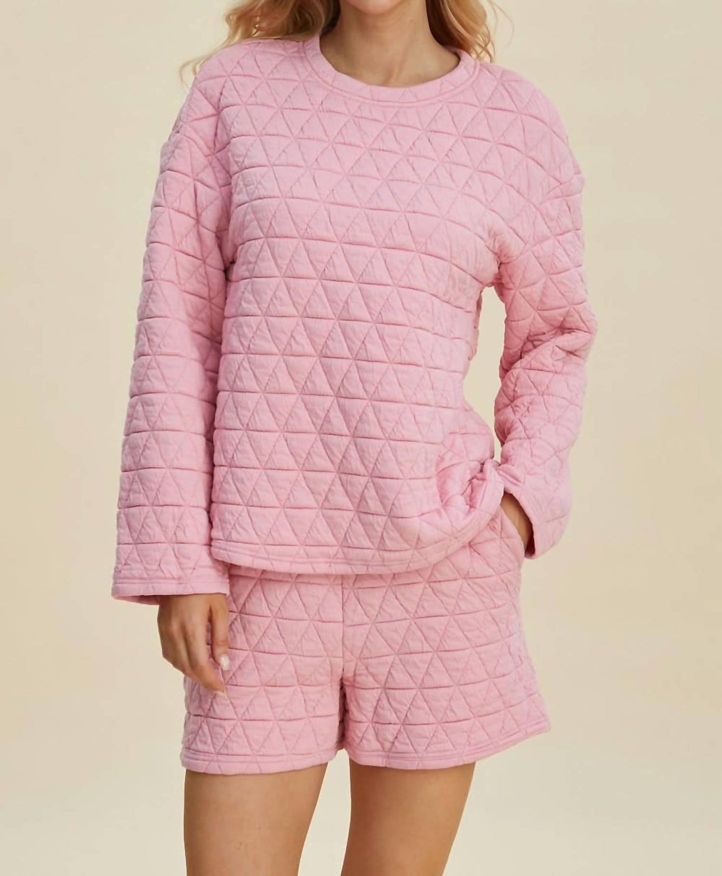 Double Take - Textured Top And Shorts Set