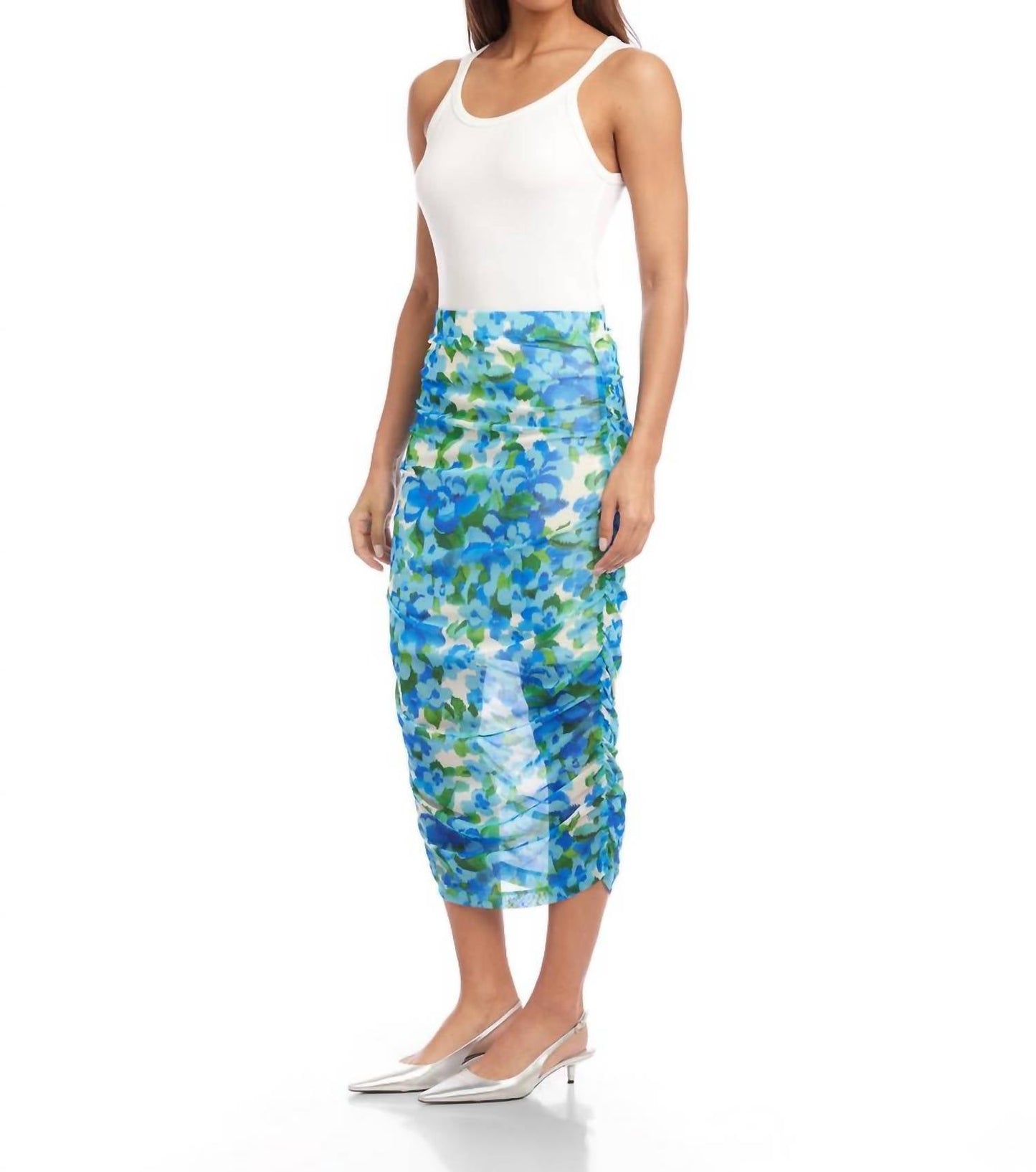 Fifteen Twenty - Tatum Side Shirred Mesh Skirt