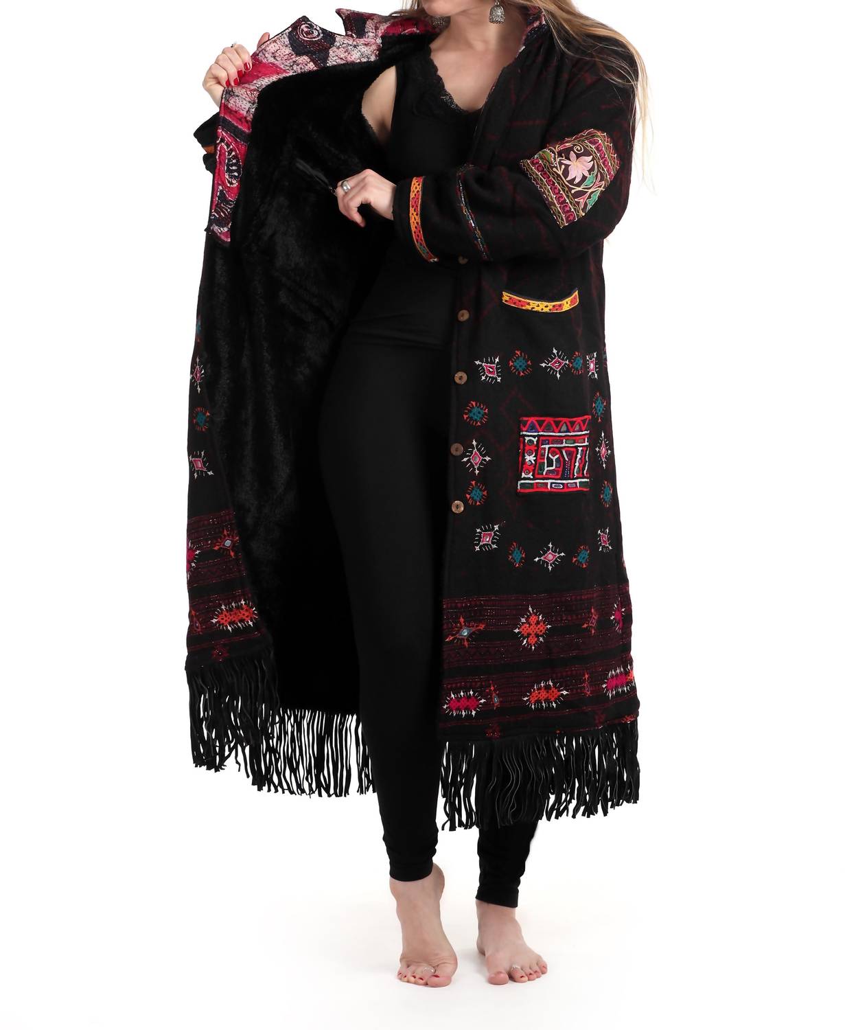 Standawt - Hand-embroidered Patches Merino Wool Coat