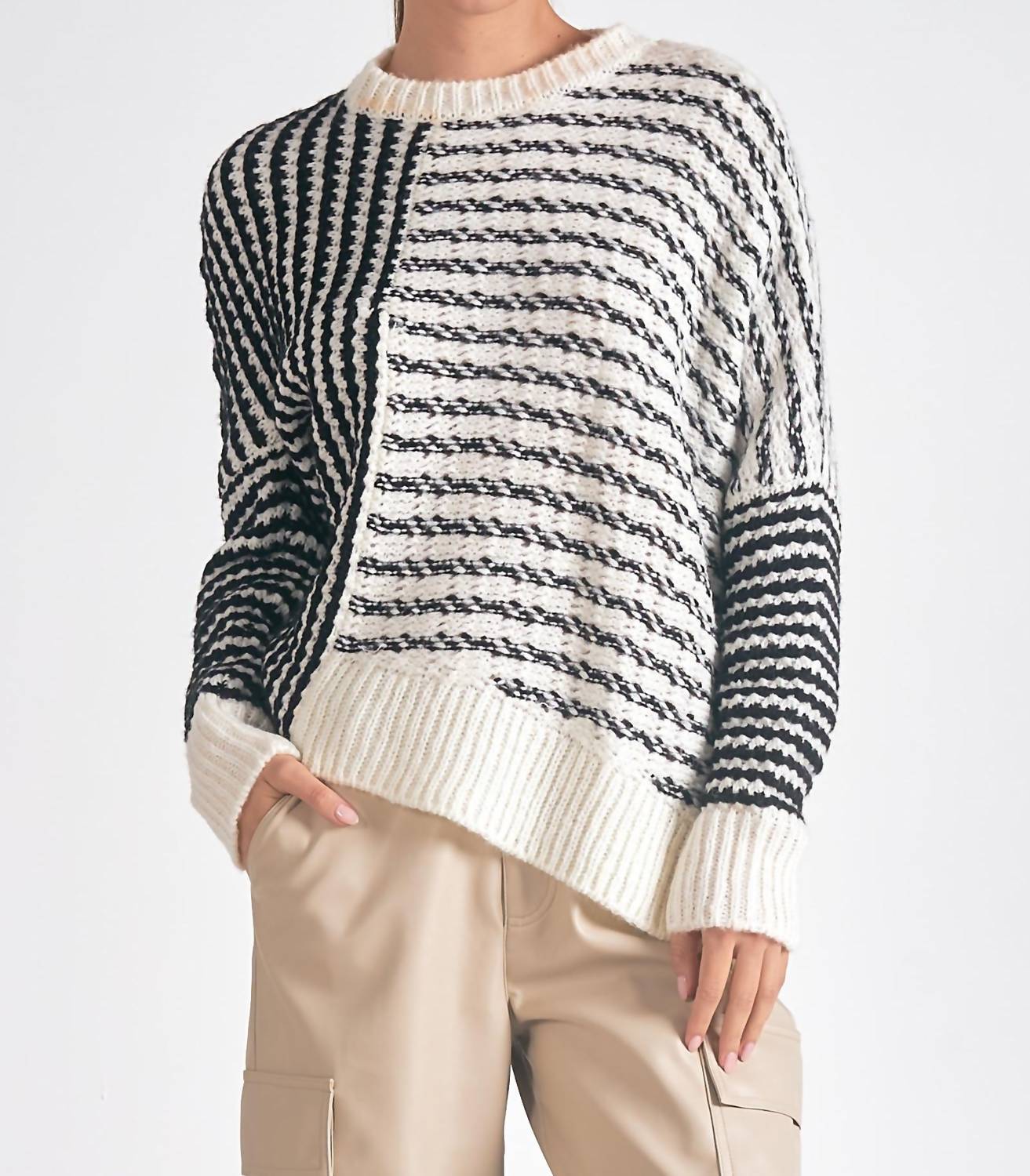 Elan - Aysmmetrical Striped Sweater