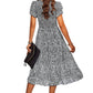 Ninexis - 3/4 Sleeve Tier Print Dress