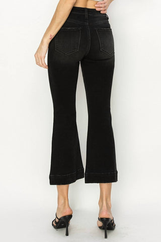 Risen - High Rise Crop Flare Patch Pocket Jeans