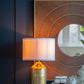 D18x31" Round Aluminum Sheet Gold Table Lamp with White Fabric Shade