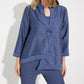 Joseph Ribkoff - Sheer Stripes Three-quarter Sleeves Asymmetric Jacket