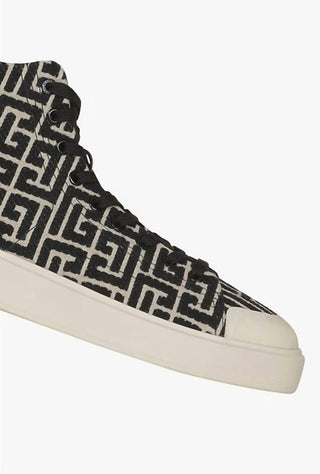 Balmain - Women's B-court Bicolor Monogram Jacquard High-top Sneakers