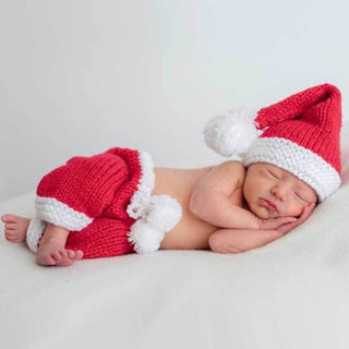 Huggalugs - Newborn Santa Knit Hat And Pant Set