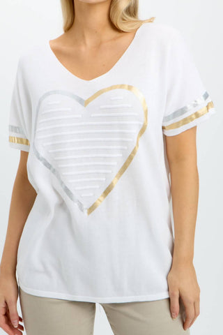 Frank Lyman - Short Sleeve Heart Print Knit Top