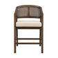 Wooden Frame Counter Stool with Rattan Back - Set of 2