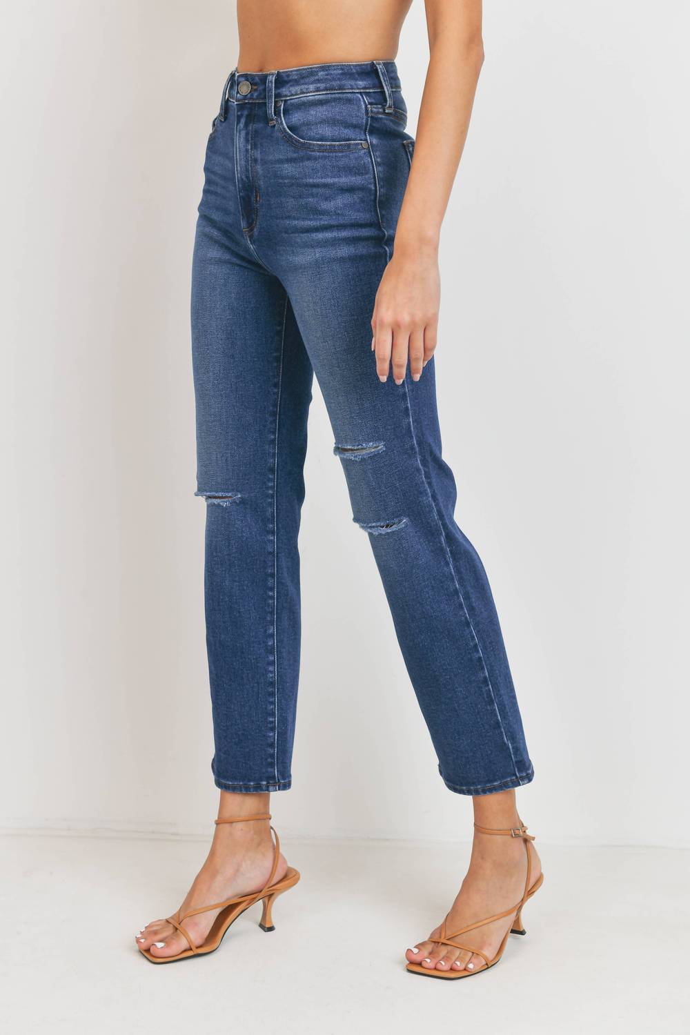 Jbd. - Straight Leg Knee Slit Jeans