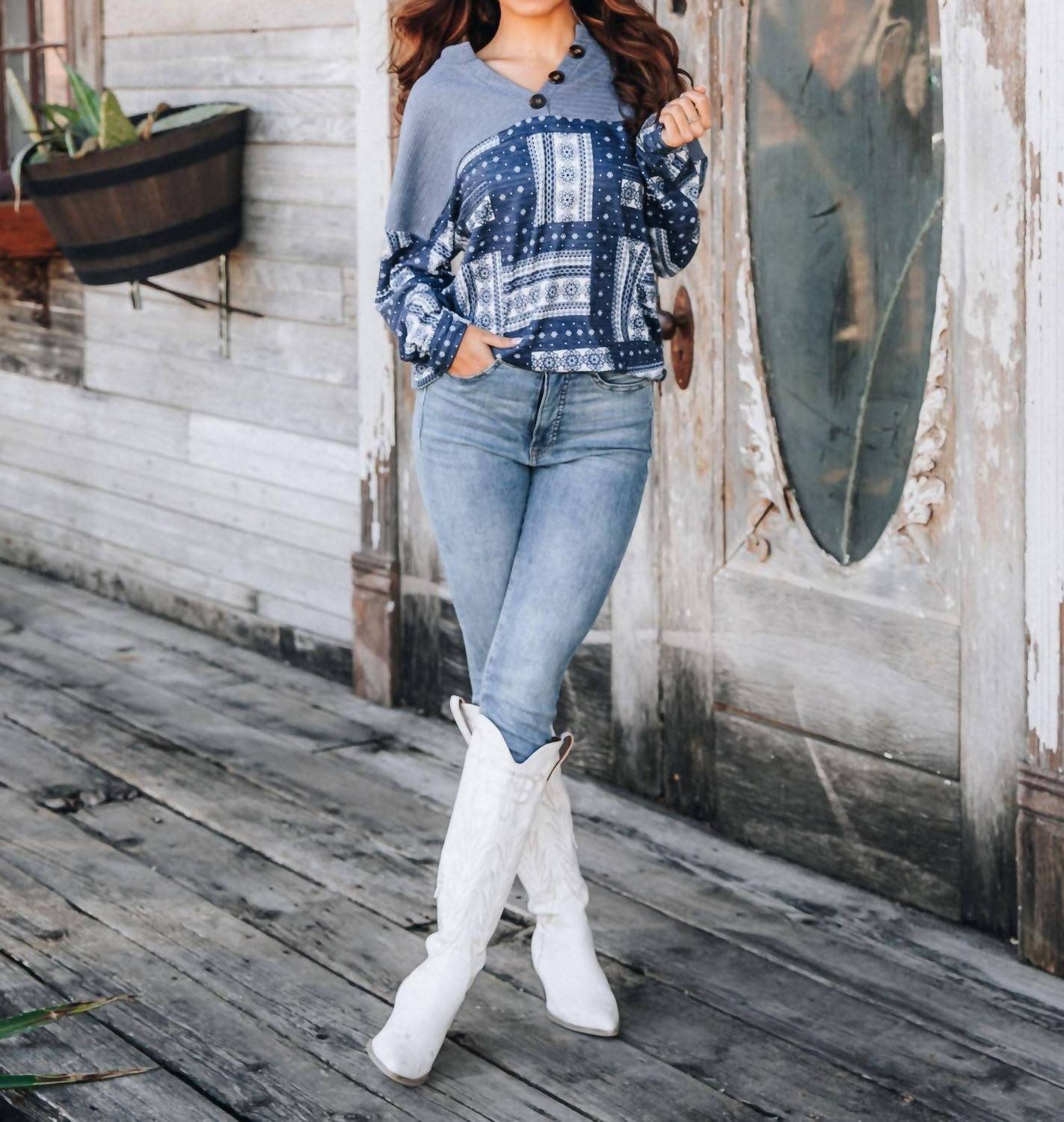 Grace + Emma - Sweetly Thinking Henley Shirt